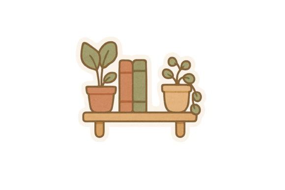 Download Cozy Bookshelf with Plants - Premium Resources