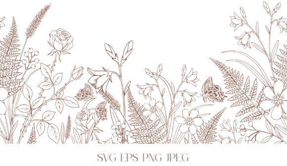 Download Neutral Floral Line Border - Premium Bundle