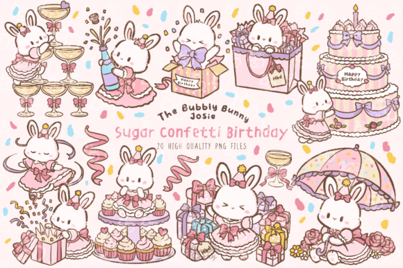 Download Kawaii Bunny Sugar Confetti Clipart - Confetti Collection