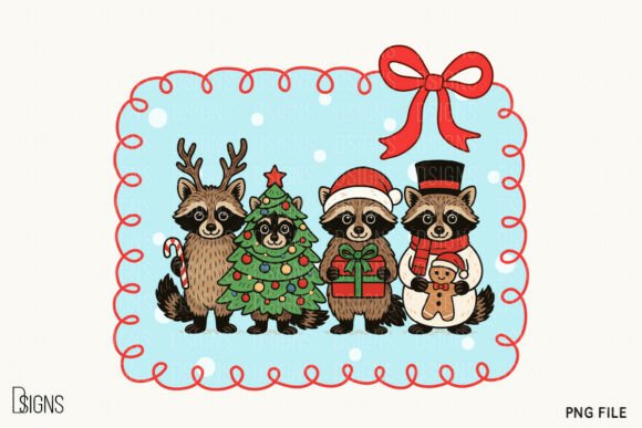 Download Christmas Raccoon Hand-Drawn Frame Png - Premium Resources