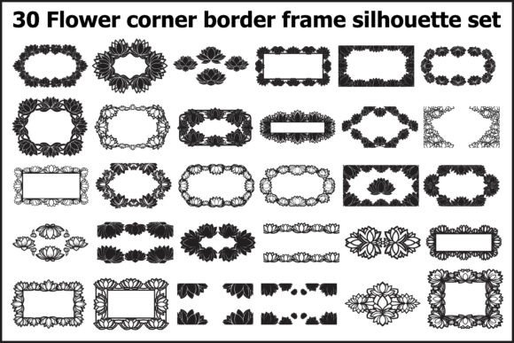 Download 30 Flower Corner Border Frame Silhouette - Premium Bundle